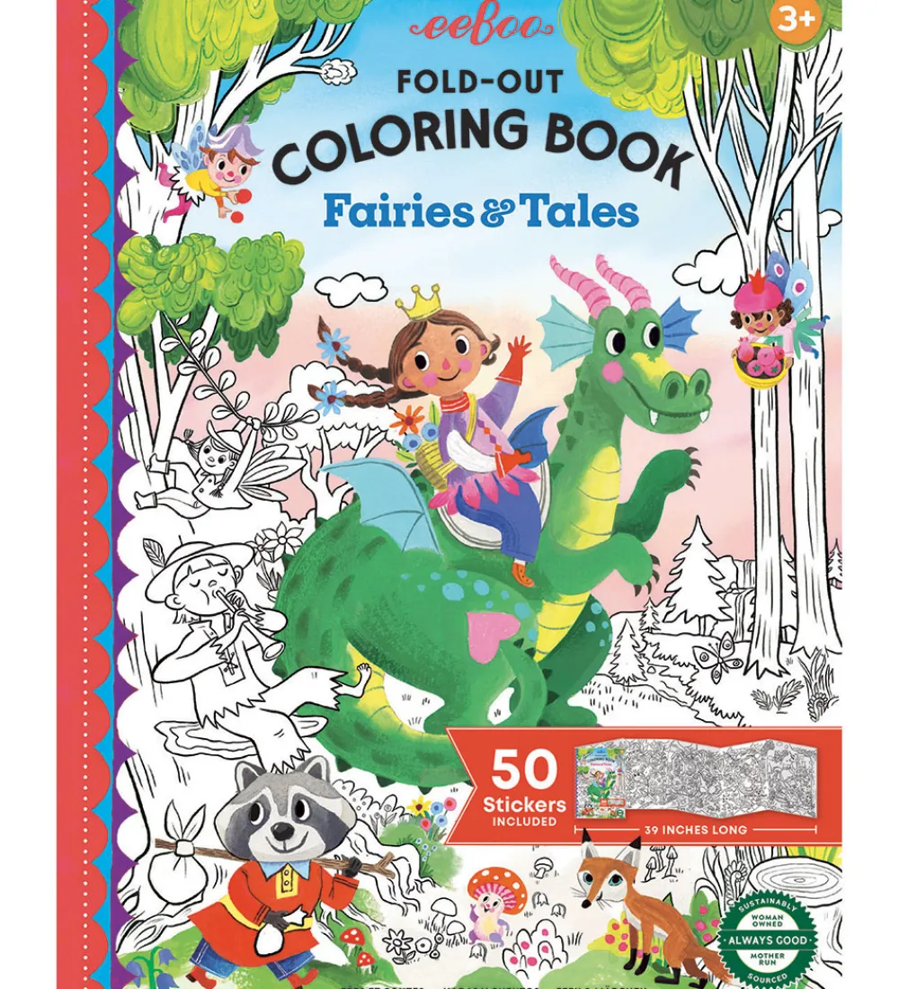 Eeboo Bøger|Malebog>Fold Ud Malebog m. Klistermærker - Feer Og Eventyr