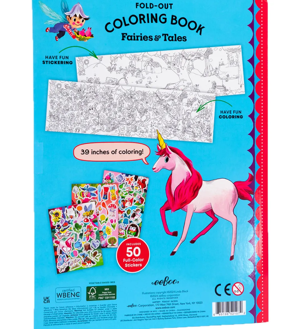 Eeboo Bøger|Malebog>Fold Ud Malebog m. Klistermærker - Feer Og Eventyr