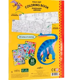 Eeboo Bøger|Malebog>Fold Ud Malebog m. Klistermærker - Dinosaurer