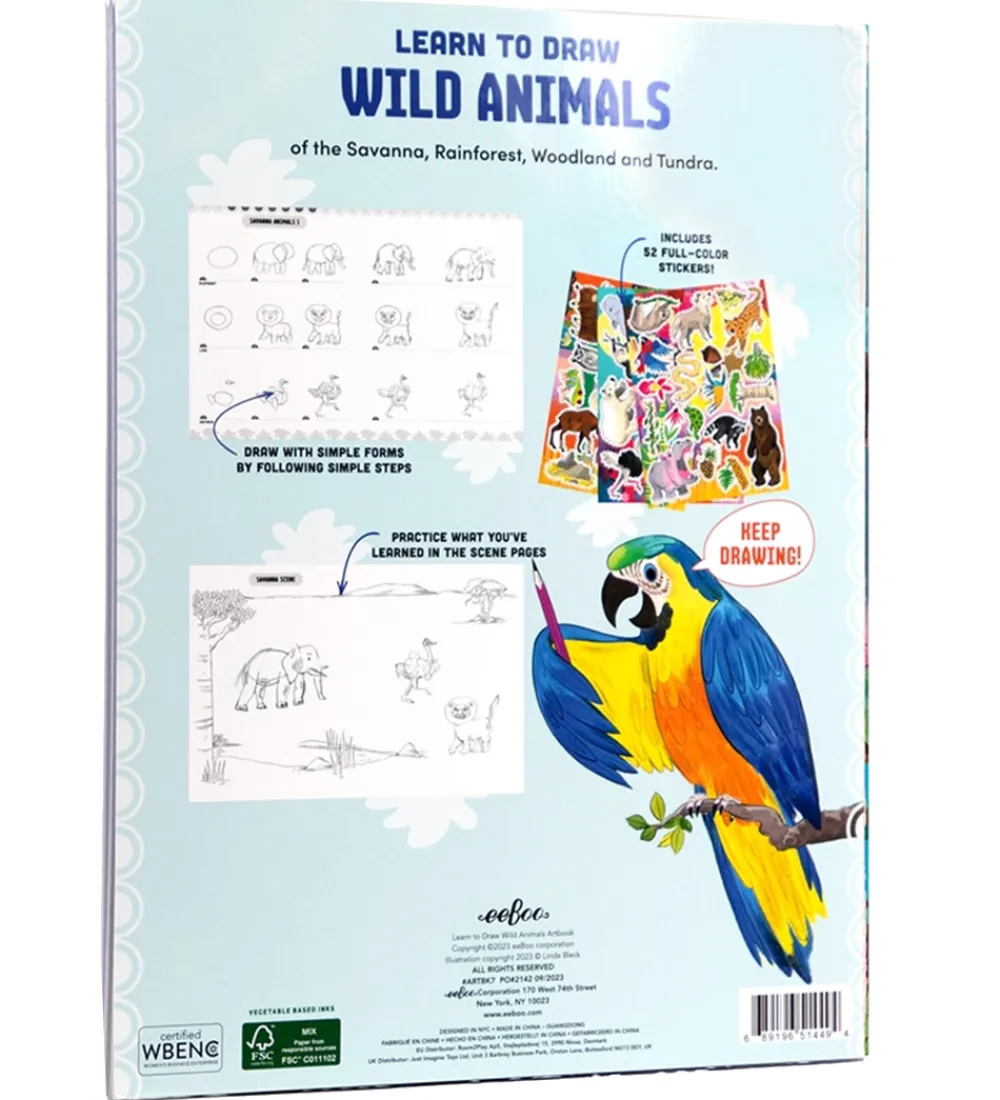 Eeboo Malebog>Malebog - Lær At Tegne - Vilde Dyr