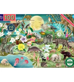 Eeboo Puslespil>Puslespil - 100 brikker - Selvlysende Nattedyr