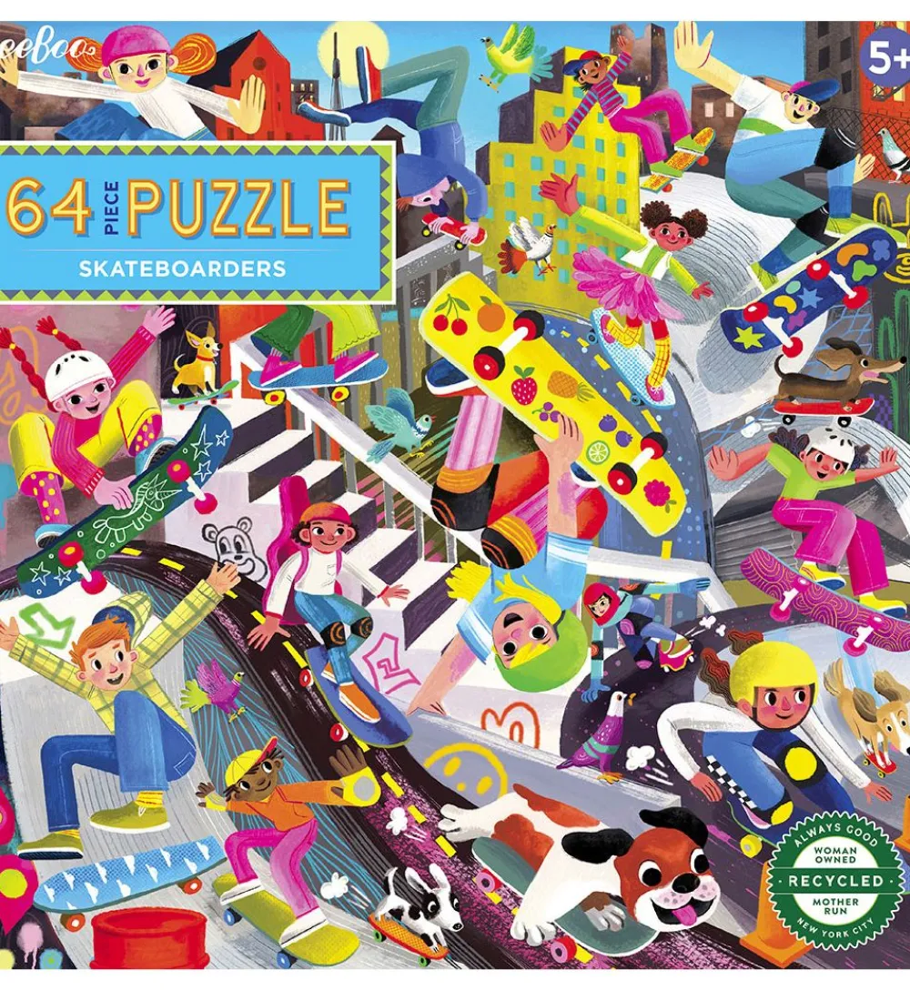 Eeboo Puslespil>Puslespil - 64 Brikker - 38x38 cm - Skateboarders