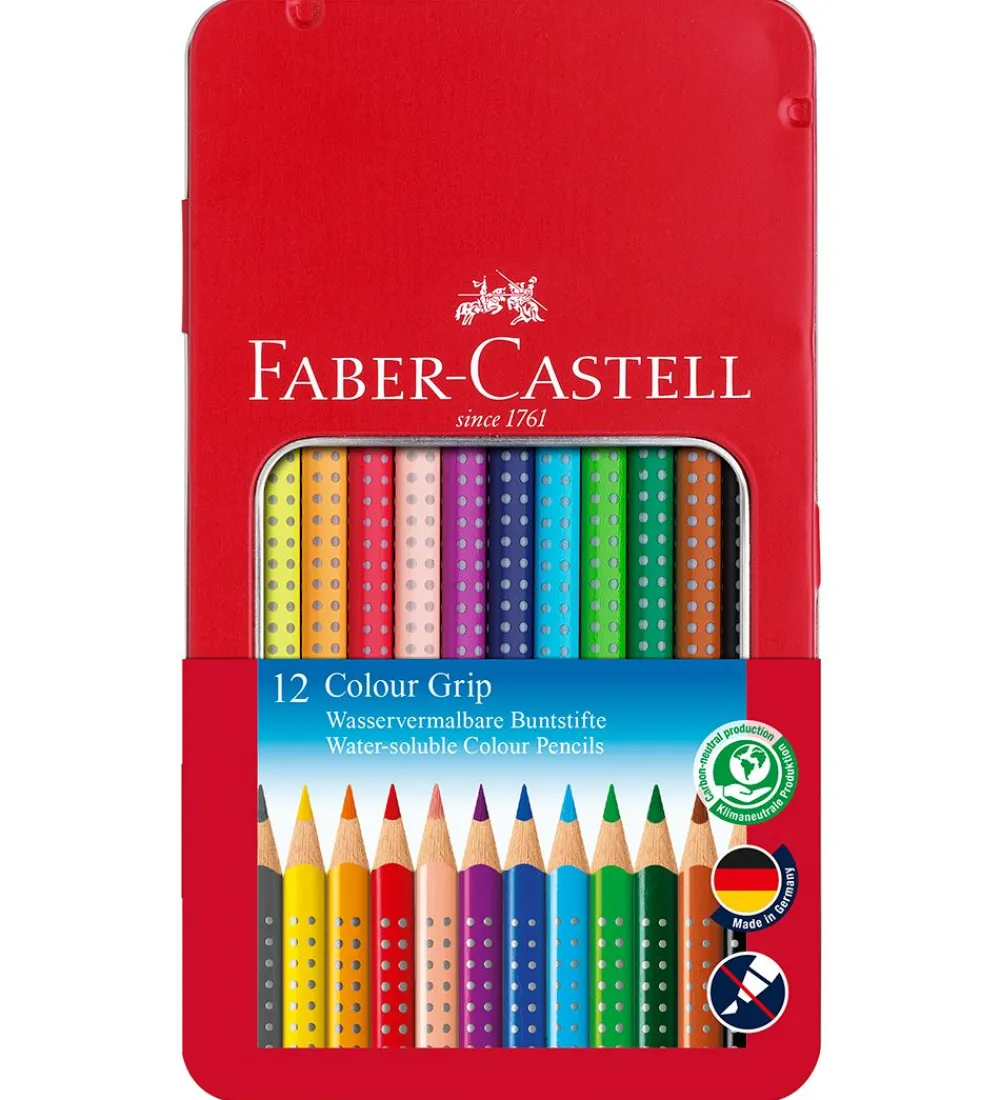 Faber-Castell Tuscher Og Farver|Maling>Farveblyanter - Grip - Akvarel - 12 stk - Multi