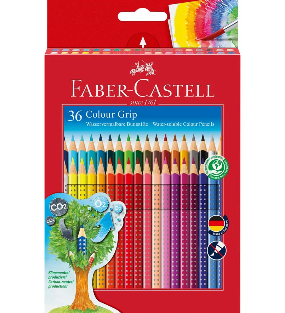 Faber-Castell Tuscher Og Farver|Maling>Farveblyanter - Grip - Akvarel - 36 stk - Multifar