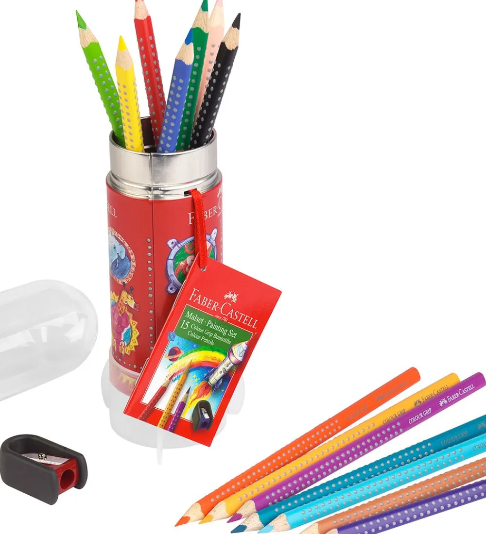 Faber-Castell Tuscher Og Farver>Farveblyanter m. Blyantspidser - 15 stk - Multi