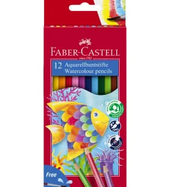 Faber-Castell Tuscher Og Farver|Maling>Farveblyanter - Akvarel - 12 stk + 1 Pensel