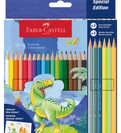 Faber-Castell Kreativ Leg|Tuscher Og Farver>Farveblyanter - 18+6 stk. - Dinosaur Metallic/Neon