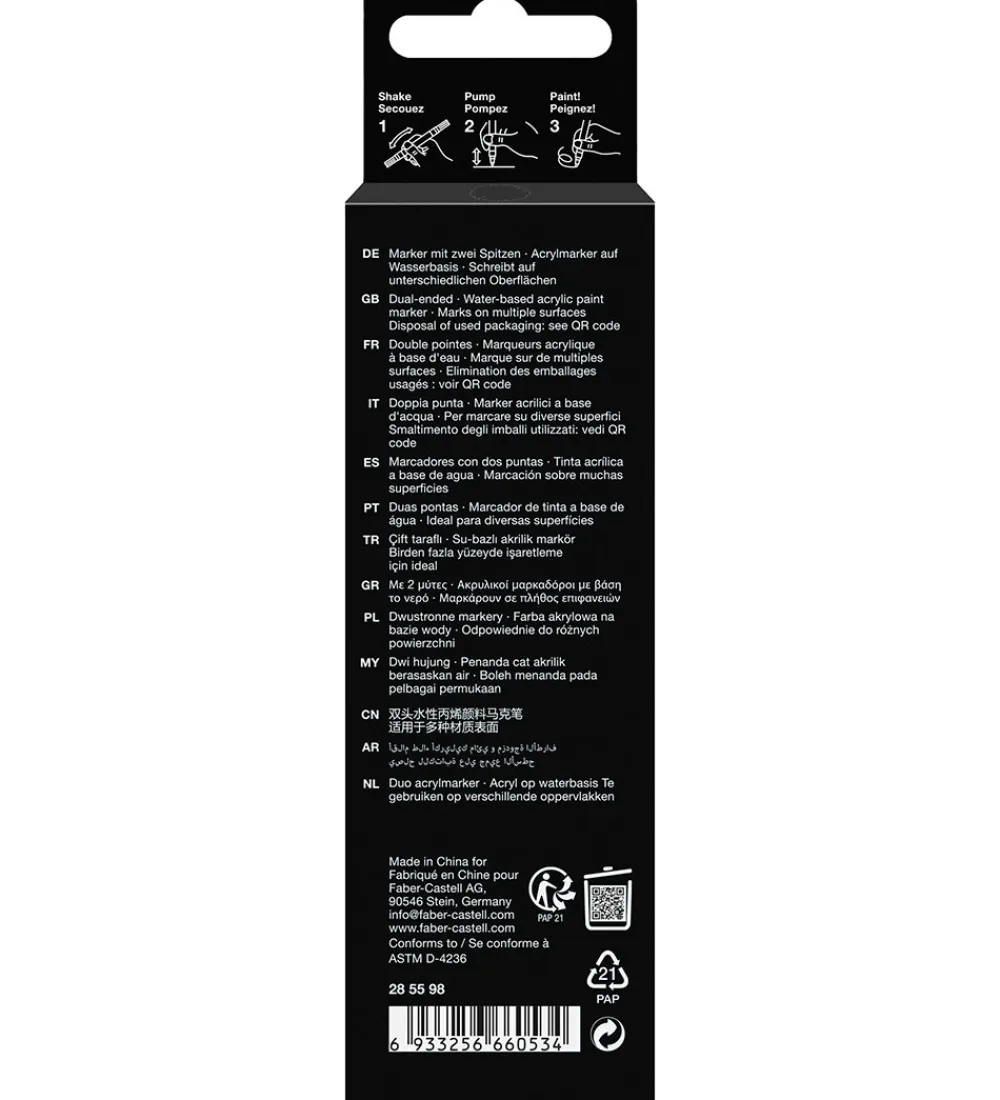 Faber-Castell Kreativ Leg|Tuscher Og Farver>Tusch - Shake & Paint Acrylic - Sort