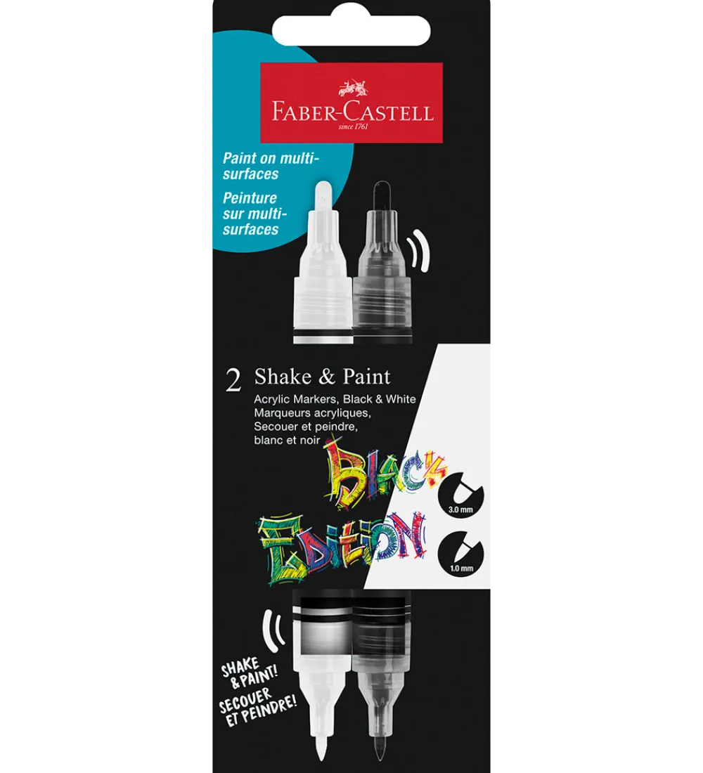 Faber-Castell Kreativ Leg|Tuscher Og Farver>Tuscher - Shake & Paint Acrylic - 2 Stk. - Sort/Hv