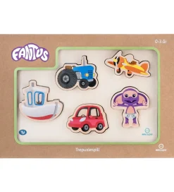 Fantorangen & Fantus Puslespil>Puslespil - Træ - 5 Brikker - Køretøjer