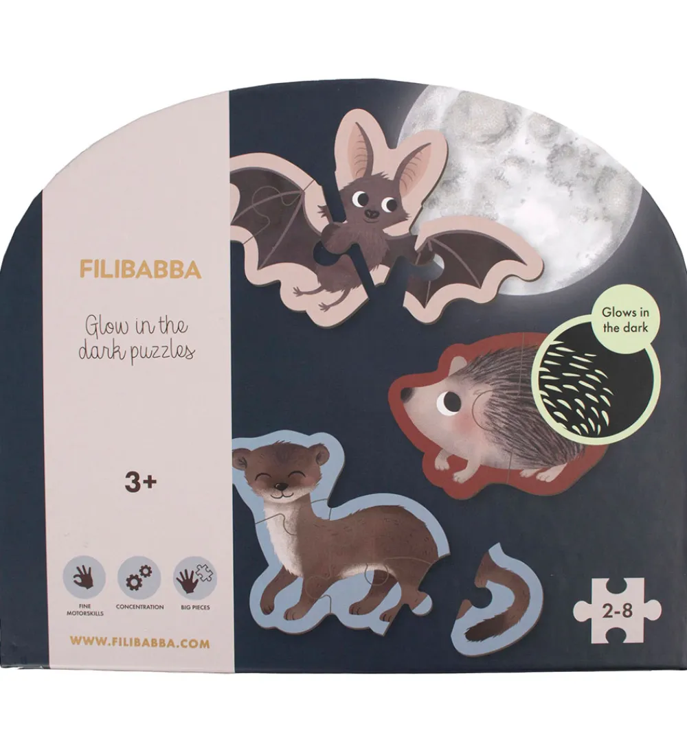 Filibabba Puslespil>Puslespil - Selvlysende - 2-8 Brikker - Skovens Dyr