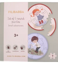 Filibabba Puslespil>Puslespil-sæt - Runde - 5x9 Brikker - Små Eventyrere
