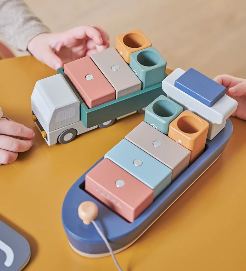 Flexa Biler, Tog Og Køretøjer|Trælegetøj>Containerskib - Træ - Play - 6 Dele - Multi