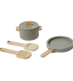 Flexa Rolleleg|Legekøkken Og Legemøbel>Play Køkkensæt - Gryde og Pande - Greenish/Naturalwood