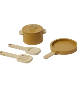 Flexa Rolleleg|Legekøkken Og Legemøbel>Play Køkkensæt - Gryde og Pande - Mustard/Naturalwood