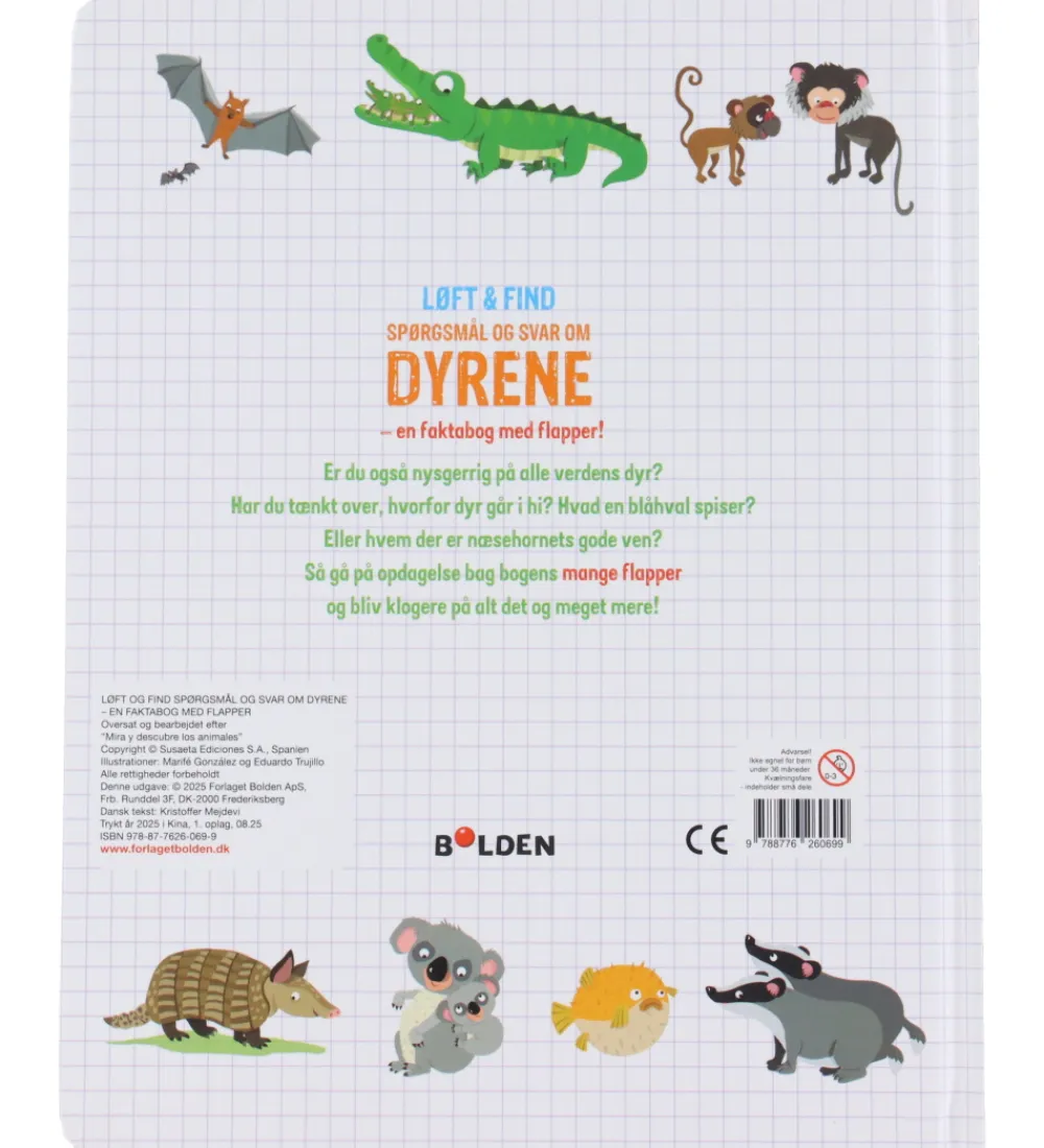 Forlaget Bolden Bøger>Bog - Løft og Find - Spørgsmål Og Svar Om Dyrene