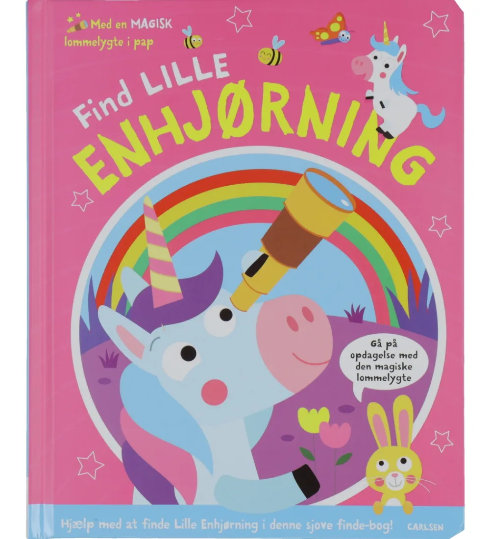 Forlaget Carlsen Lommelygter>Bog m. Magisk Lommelygte - Find Lille Enhjørnin