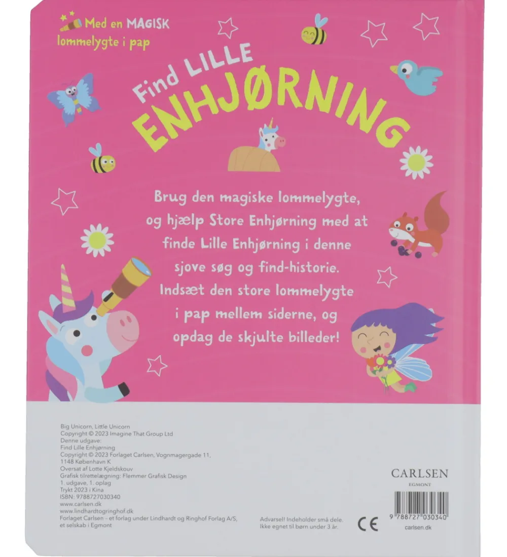 Forlaget Carlsen Lommelygter>Bog m. Magisk Lommelygte - Find Lille Enhjørnin