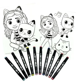 Gabby's Dollhouse Tuscher Og Farver>Farvesæt m. 10 Tusser - Farv med Tal