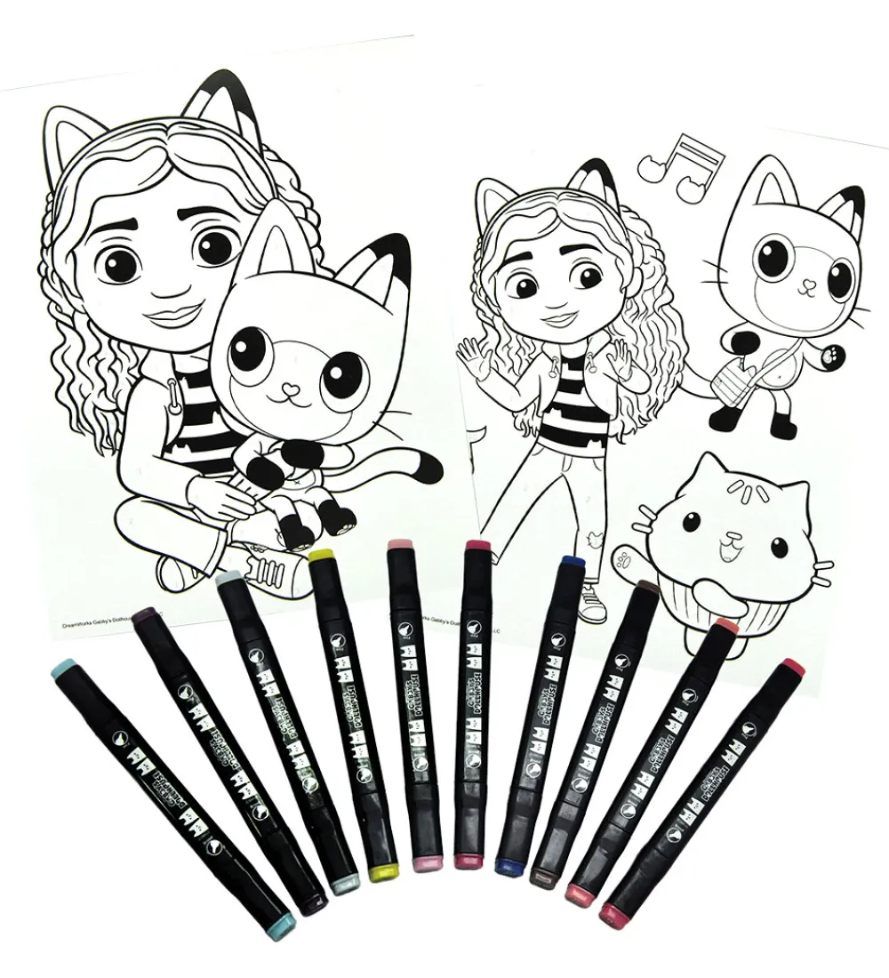 Gabby's Dollhouse Tuscher Og Farver>Farvesæt m. 10 Tusser - Farv med Tal