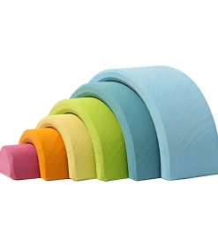 Grimms Trælegetøj|Stablelegetøj>Trælegetøj - Regnbue - Lille - 6 Dele - Pastel