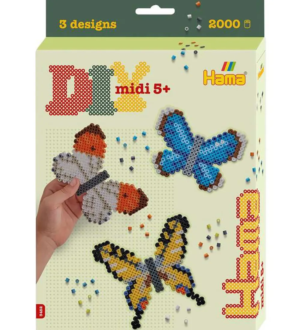 Hama Perler>Midi Perler - 2000 stk. - DIY Ophæng - Sommerfugle
