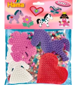 Hama Perler>Midi Perlesæt - 3000 stk. + 4 Plader - Pastel Multifarvet