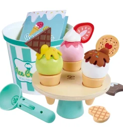 Hape Trælegetøj|Rolleleg>Legesæt - 19 Dele - Ice Cream Buckey Playset