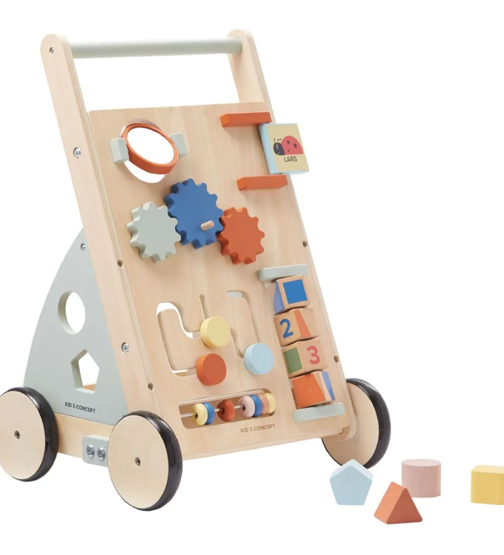 Kids Concept Trælegetøj|Gåvogne>Gåvogn - Edvin - Træ/Blå