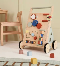 Kids Concept Trælegetøj|Gåvogne>Gåvogn - Edvin - Træ/Blå