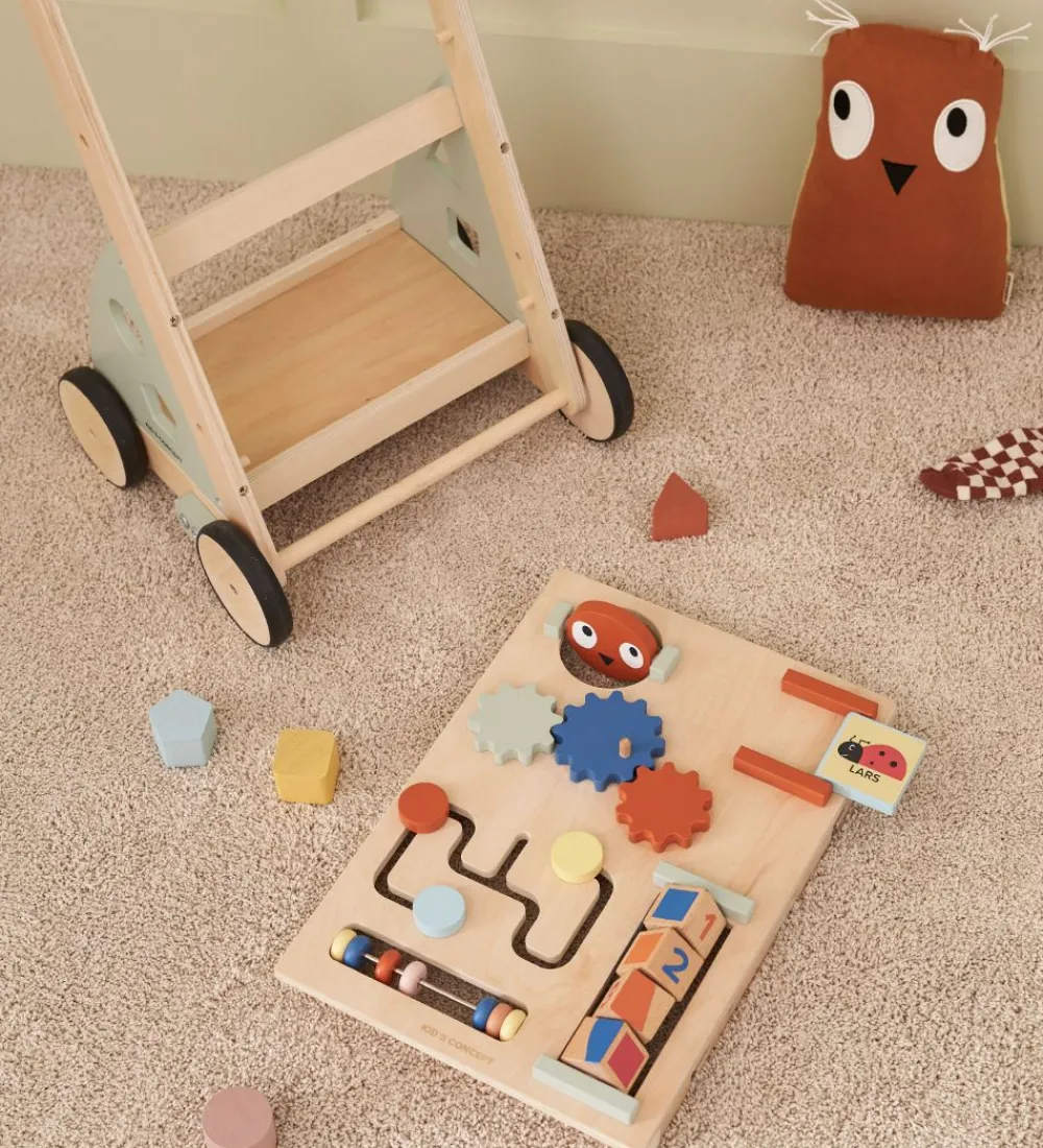 Kids Concept Trælegetøj|Gåvogne>Gåvogn - Edvin - Træ/Blå