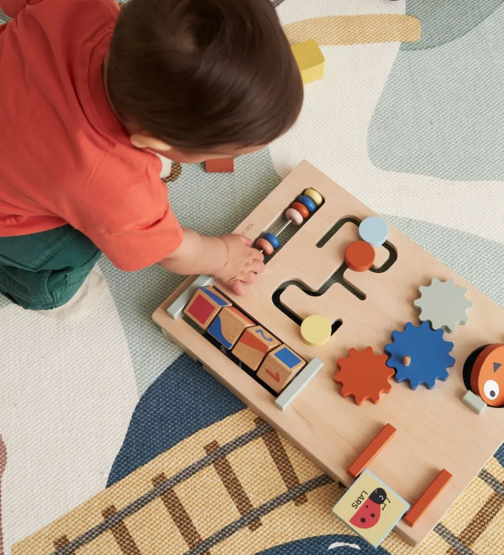 Kids Concept Trælegetøj|Gåvogne>Gåvogn - Edvin - Træ/Blå