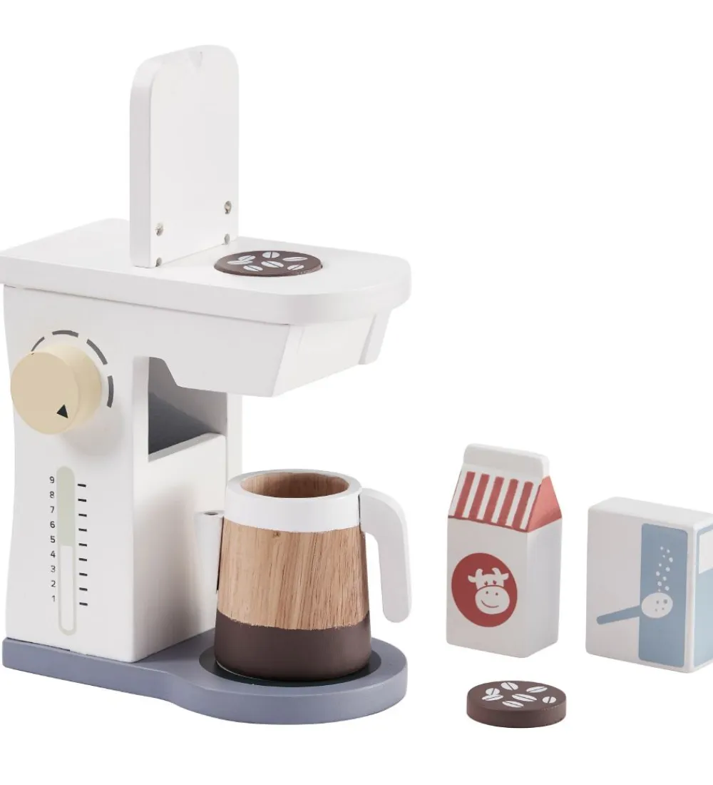Kids Concept Legekøkken Og Legemøbel>Kaffemaskine m. Tilbehør - Træ - Hvid