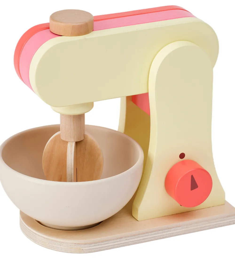 Kids Concept Trælegetøj|Rolleleg>Røremaskine - Træ - 17 cm - Lysegul/Rosa