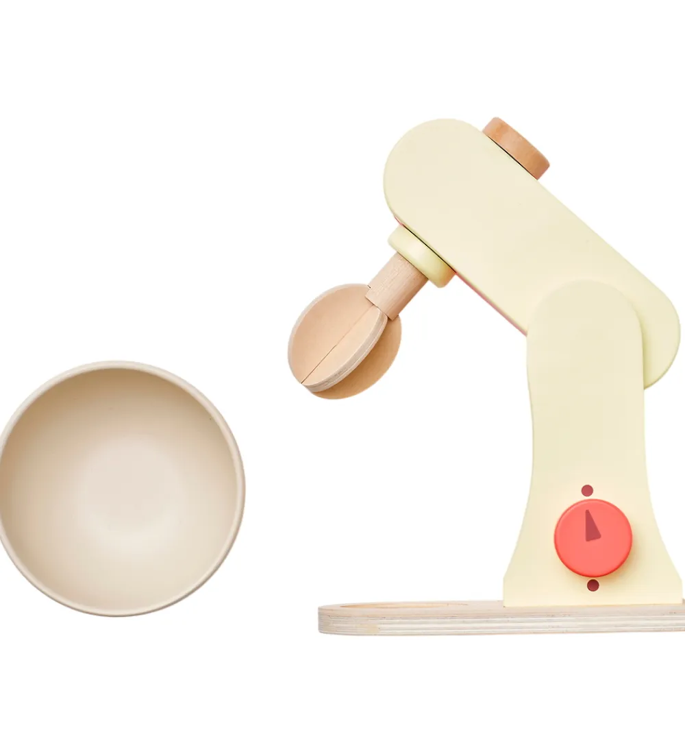 Kids Concept Trælegetøj|Rolleleg>Røremaskine - Træ - 17 cm - Lysegul/Rosa