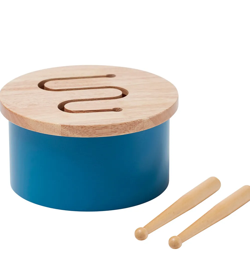 Kids Concept Musikinstrumenter>Trælegetøj - Tromme Mini - 16,5 x 9 cm - Blå