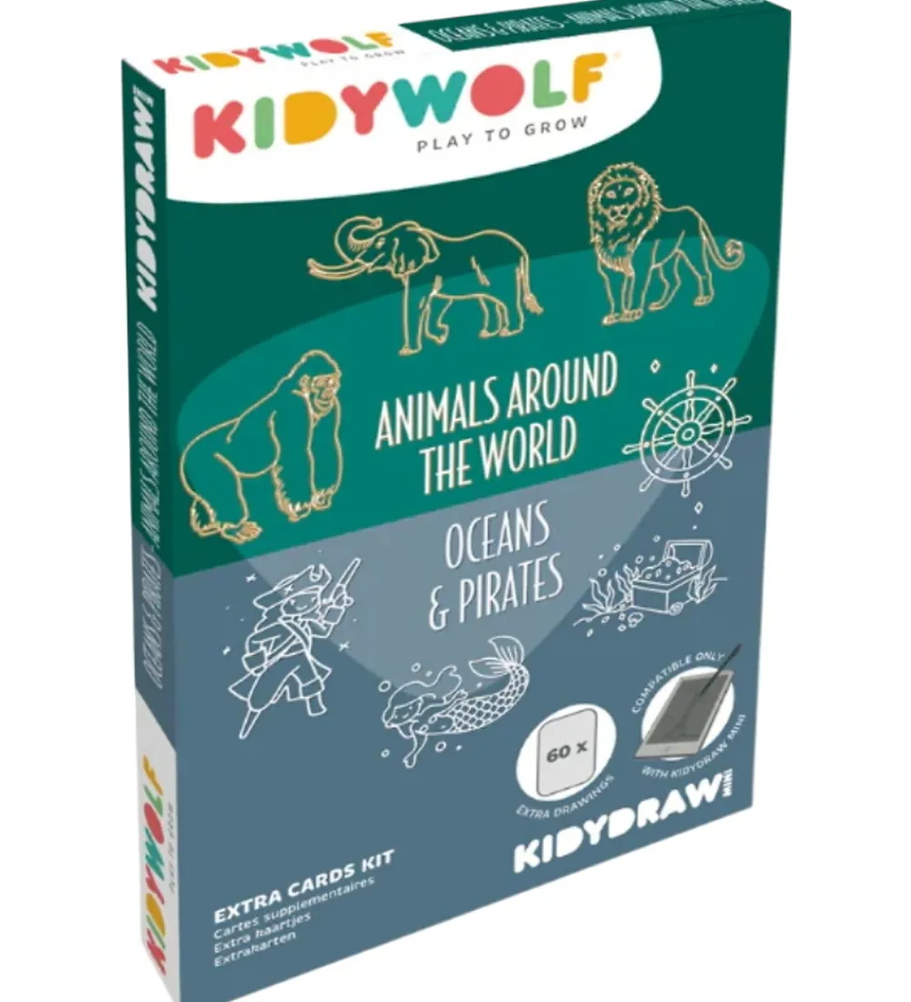 Kidywolf Kreativ Leg|Kreasæt>Refill Tegnemotiver - 60 motiver - Animals of The World