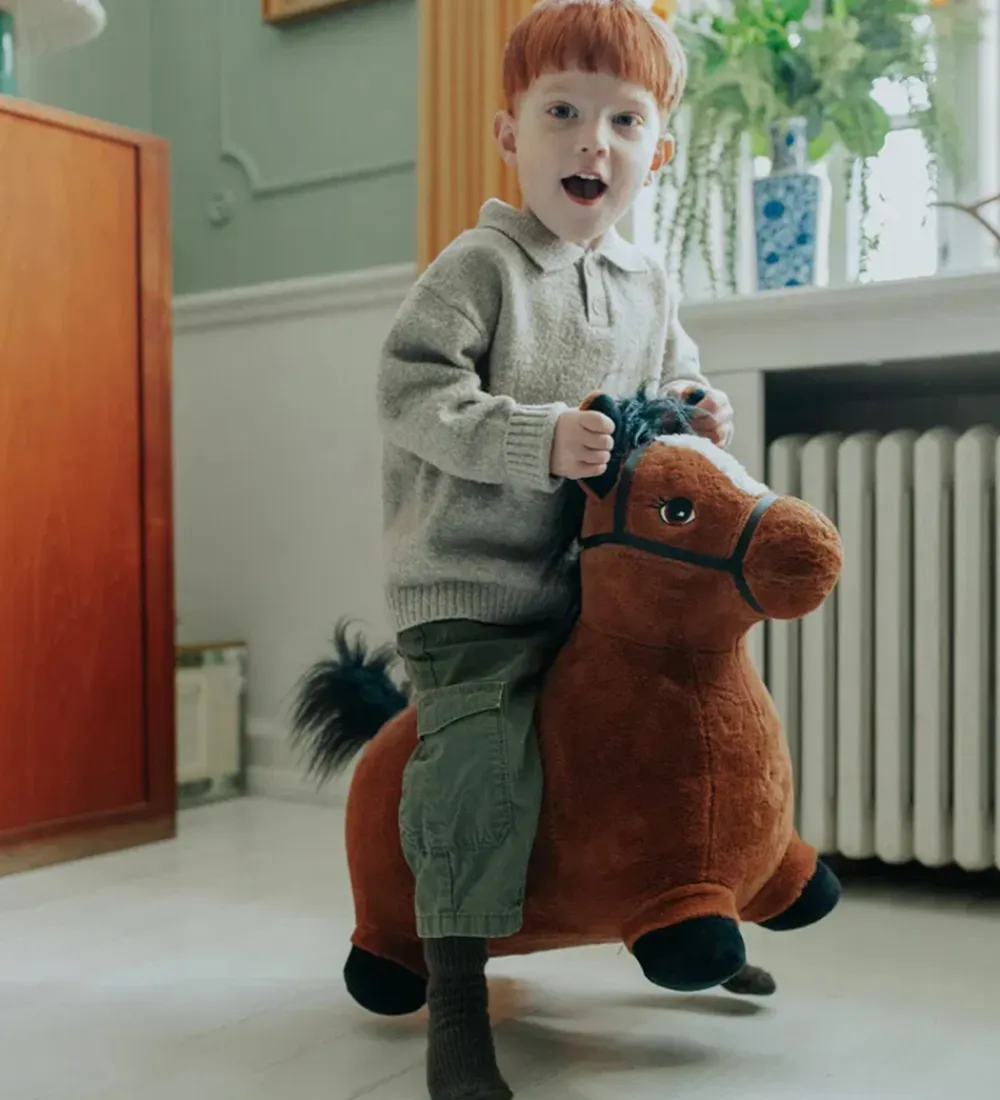 Krea Tumledyr|Bamser>Hoppedyr - Hop & Bounce Plush Horse - Brun