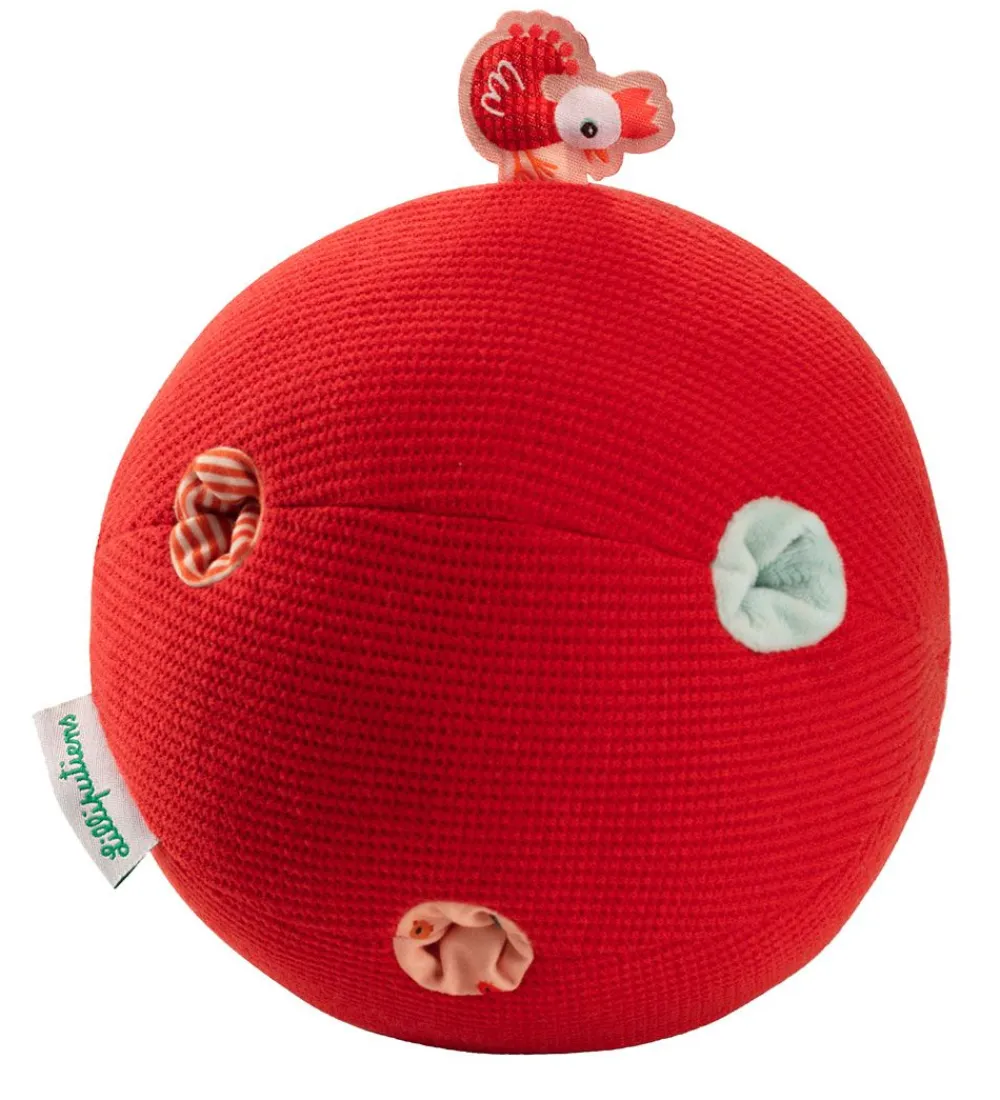 Lilliputiens Aktivitetslegetøj>Aktivitetsbold m. Rangle - Paulette - Rød/Multi