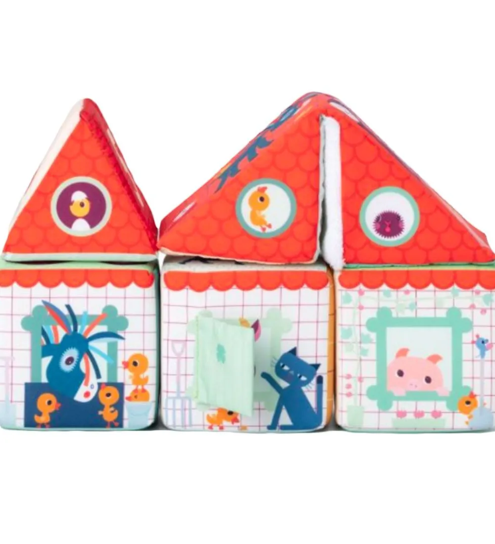 Lilliputiens Stablelegetøj>Stableklodser - Farm House Stacking Cubes