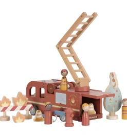 Little Dutch Trælegetøj|Biler, Tog Og Køretøjer>Brandbil m. Træfigurer - Træ - Rød