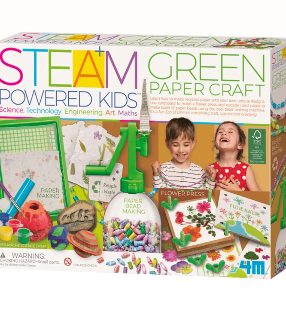 4M Kreasæt>Genbrugspapir Sæt - STEAM Powered Kids - Green Paper Craft