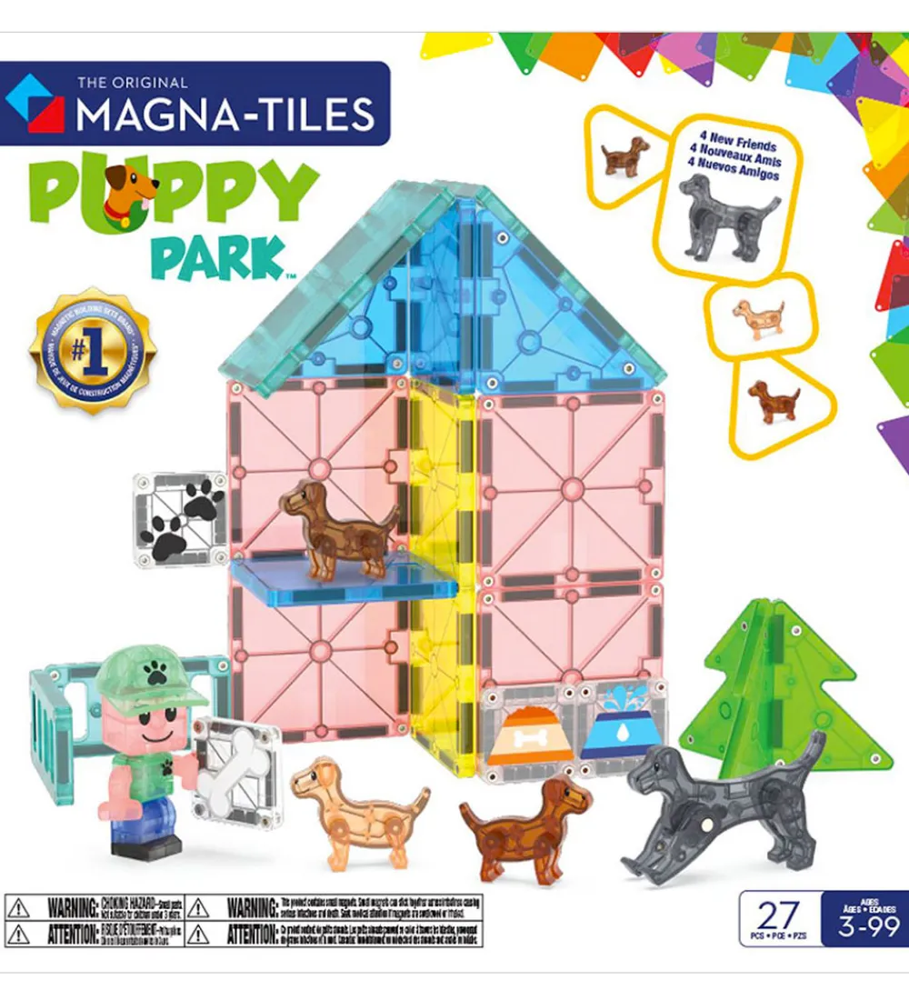 Magna-Tiles Magnetlegetøj|Konstruktionslegetøj>Magnetsæt - 27 Dele - Doggy Daycare + MicroMAGS