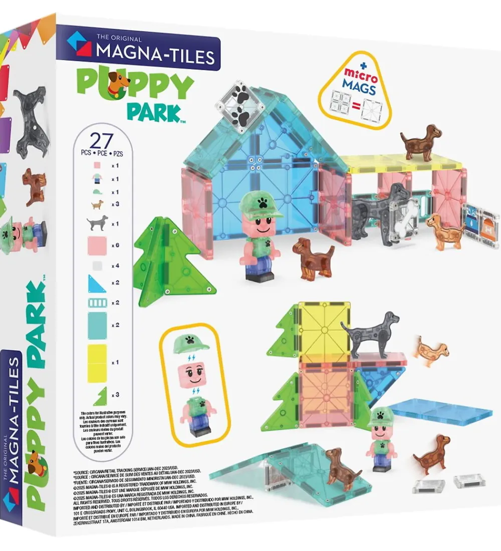 Magna-Tiles Magnetlegetøj|Konstruktionslegetøj>Magnetsæt - 27 Dele - Doggy Daycare + MicroMAGS