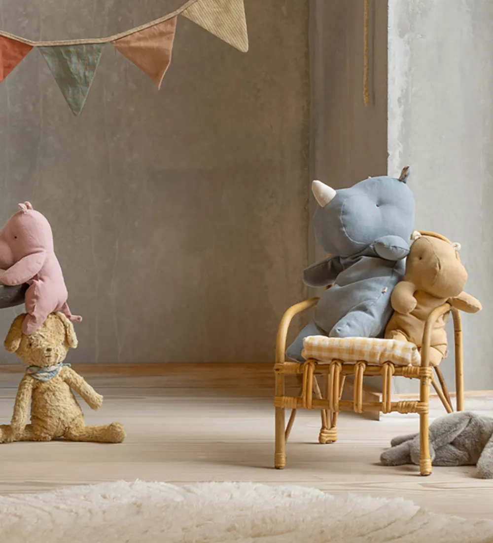 Maileg Bamser>Bamse - Safari Friends - Flodhest - Lille - Råhvid