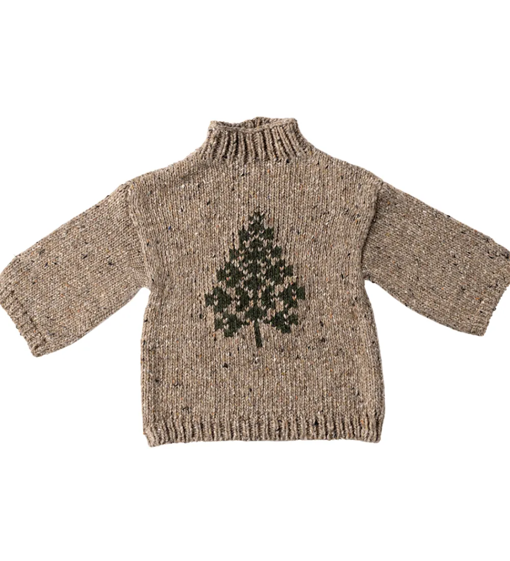 Maileg Dukker Og Tilbehør>Julesweater til Nissedreng - str.6 - Beige/Juletræ