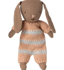 Maileg Dukker Og Tilbehør>Kanin - Micro - Strikket Dragt - Brun/Støvet Rosa