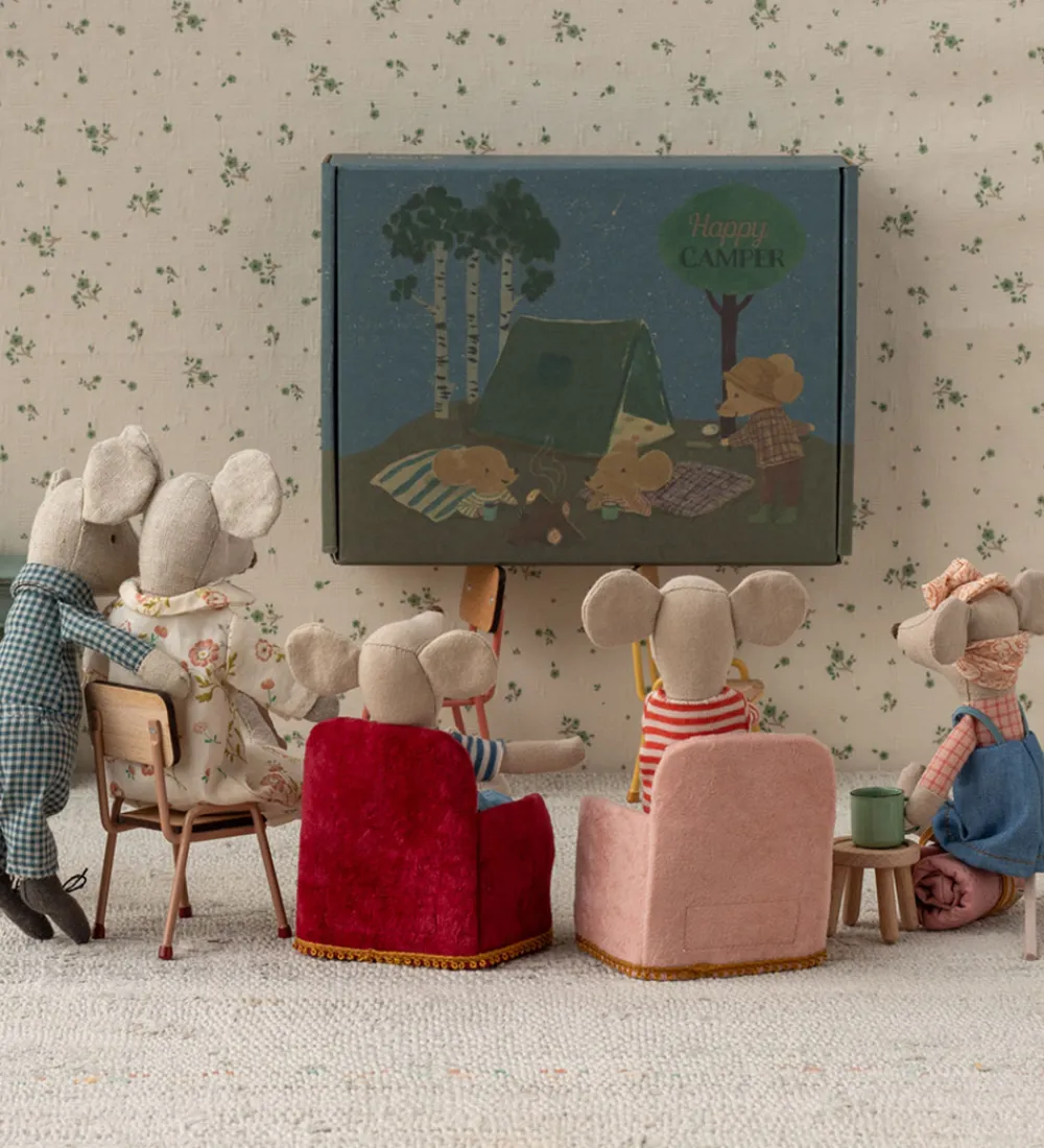 Maileg Dukker Og Tilbehør>Miniature Foldbar Stol - Mus - Pudder