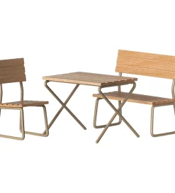 Maileg Dukker Og Tilbehør>Miniature Havesæt - Bord med Stol og Bænk - Mus