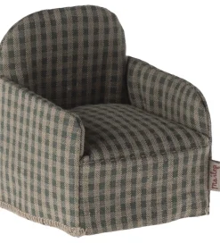 Maileg Dukker Og Tilbehør>Miniature Lænestol - Mus - Grøn/Tern